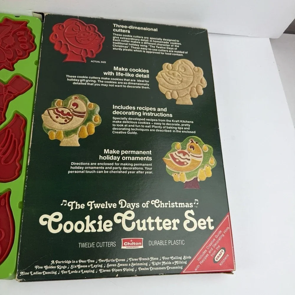 Vintage Chilton The Twelve Days of Christmas Cookie Cutters Set 1978 Red Holiday